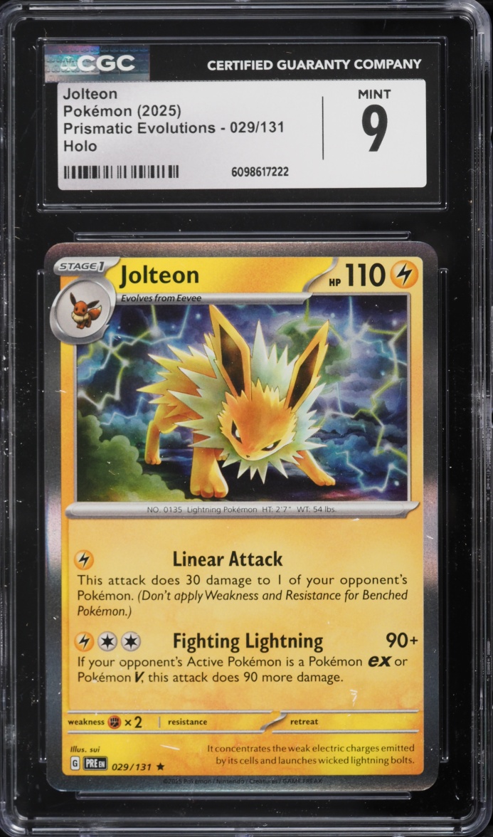 2025 Pokemon Scarlet & Violet Prismatic Evolutions Holo Jolteon #29 CGC 9 MINT
