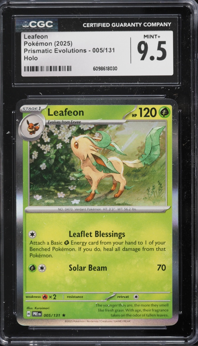 2025 Pokemon Scarlet & Violet Prismatic Evolutions Holo Leafeon #5 CGC 9.5 MINT+