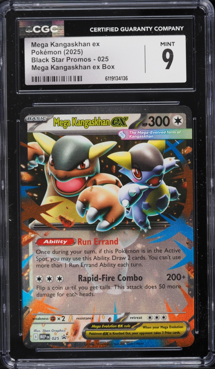 2025 Pokemon Mega Evolution Black Star Promo Box Mega Kangaskhan Ex #25 CGC 9 MINT