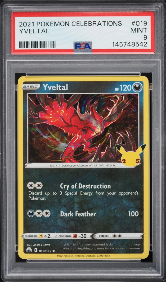 2021 Pokemon Sword & Shield Celebrations Holo Yveltal #19 PSA 9 MINT