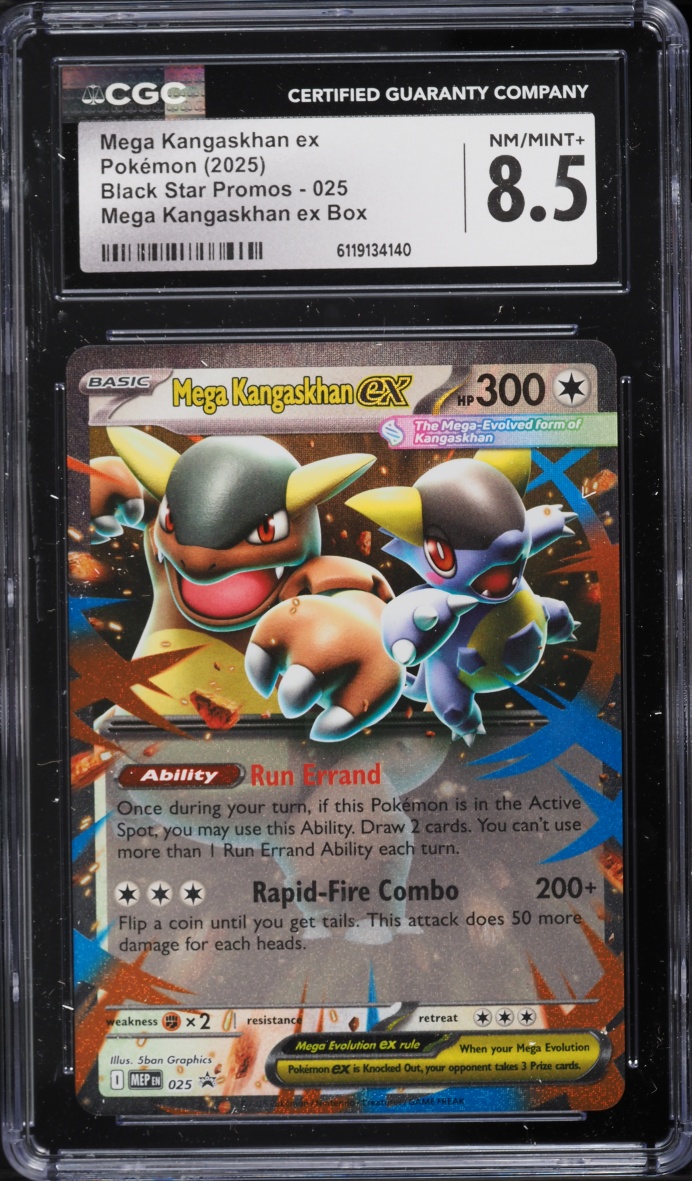 2025 Pokemon Mega Evolution Black Star Promo Box Mega Kangaskhan Ex #25 CGC 8.5 NM-MT+