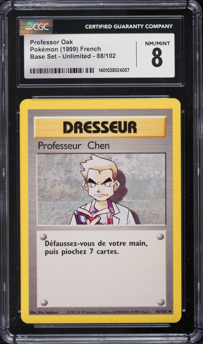1999 Pokemon French Base Set Professor Oak #88 CGC 8 NM-MT