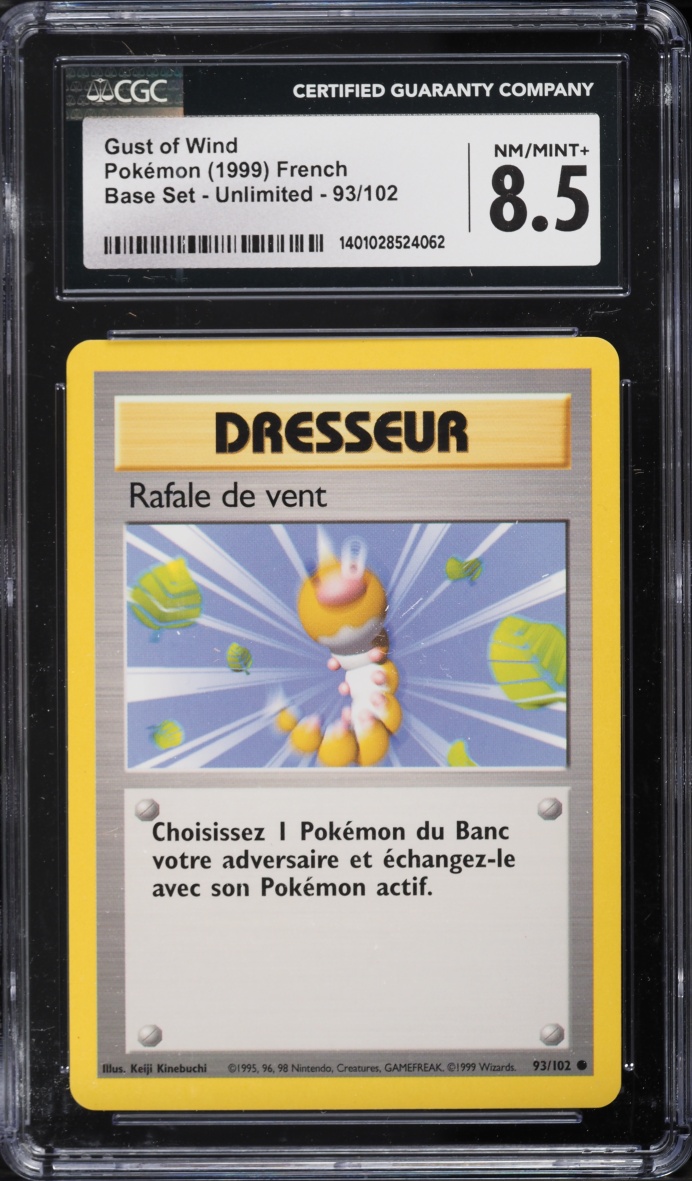 1999 Pokemon French Base Set Gust Of Wind #93 CGC 8.5 NM-MT+