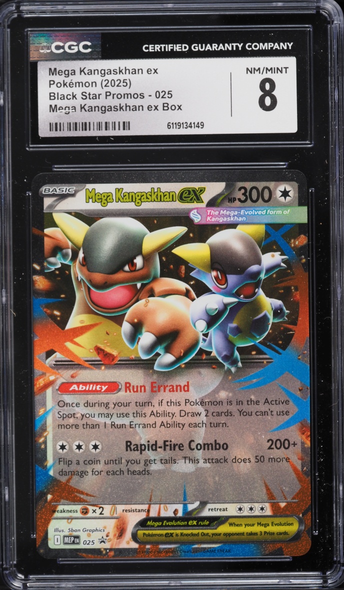 2025 Pokemon Mega Evolution Black Star Promo Box Mega Kangaskhan Ex #25 CGC 8 NM-MT