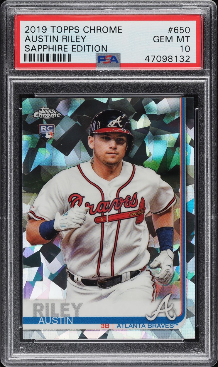 2019 Topps Chrome Sapphire Austin Riley ROOKIE #650 PSA 10 GEM MINT