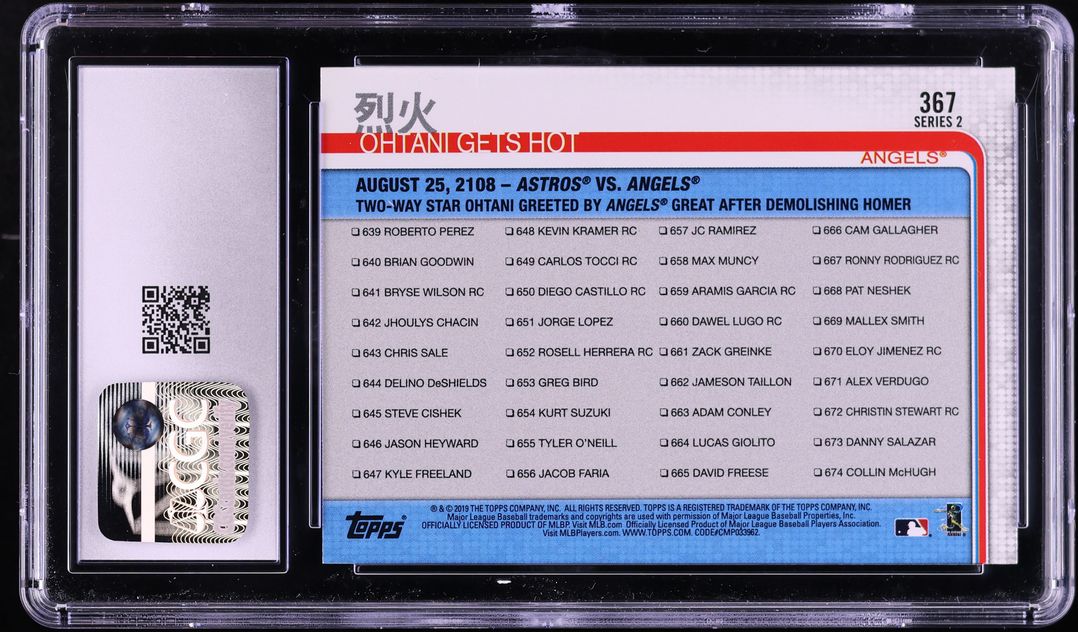 2019 Topps Ohtani Gets Hot Shohei Ohtani & Mike Trout #367 CGC 10 GEM MINT