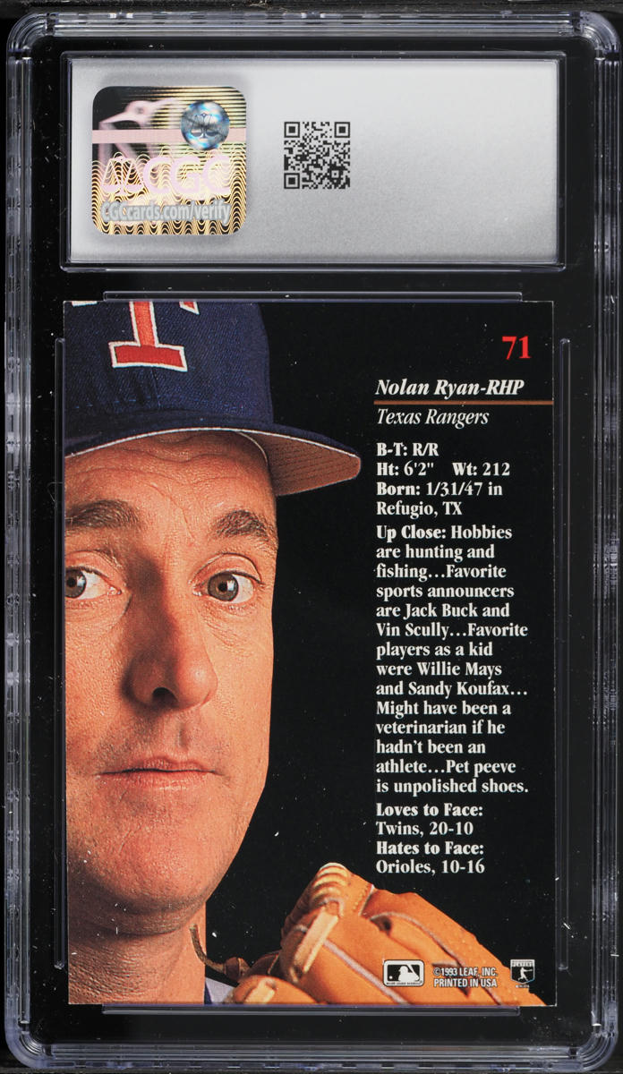 1993 Studio Nolan Ryan #71 CGC 9 MINT
