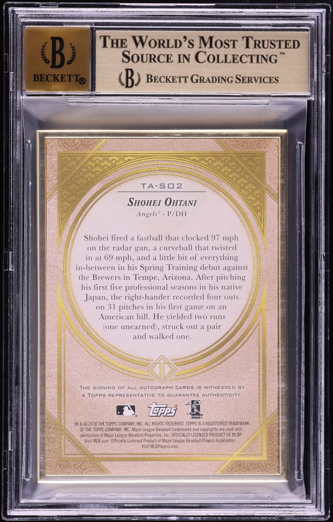 2018 Topps Transcendent Japan Platinum Shohei Ohtani ROOKIE AUTO 1/1 #TASO2 BGS 9.5 GEM MINT