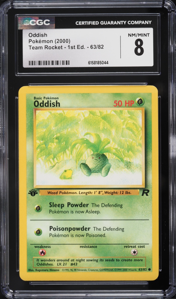 2000 Pokemon Team Rocket 1st Edition Oddish #63 CGC 8 NM-MT