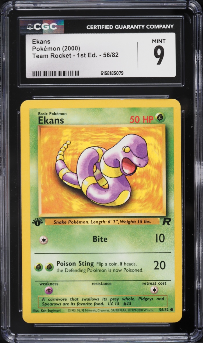 2000 Pokemon Team Rocket 1st Edition Ekans #56 CGC 9 MINT
