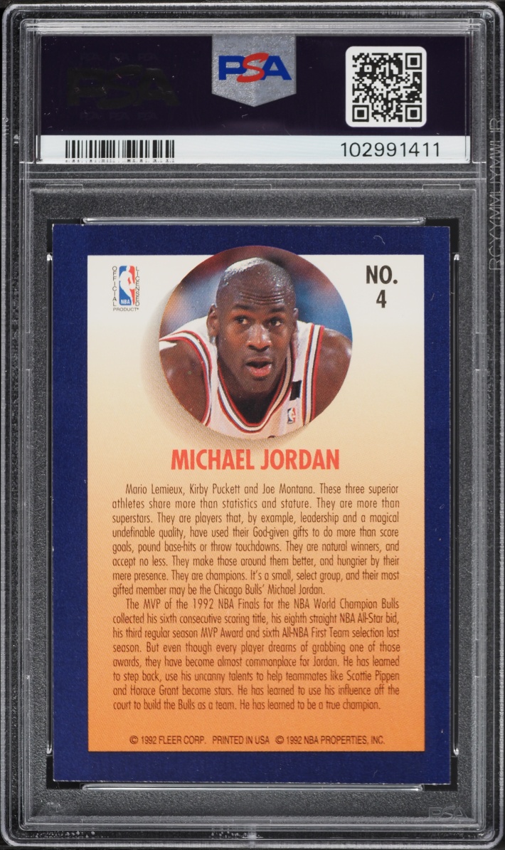 1992 Fleer Team Leader Michael Jordan #4 PSA 8 NM-MT