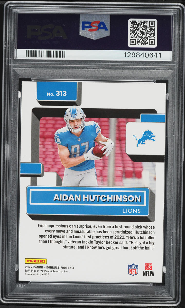 2022 Donruss Press Proof Blue Aidan Hutchinson ROOKIE #313 PSA 9 MINT