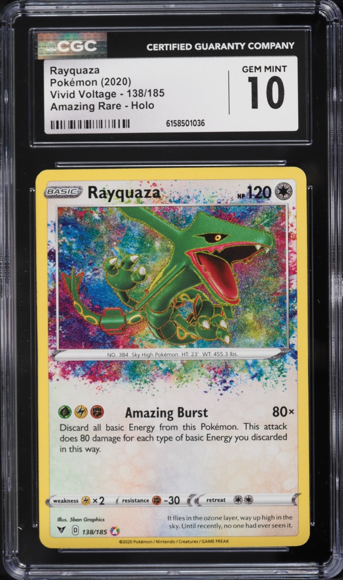2020 Pokemon Sword & Shield Vivid Voltage Amazing Rare Rayquaza #138 CGC 10 GEM MINT