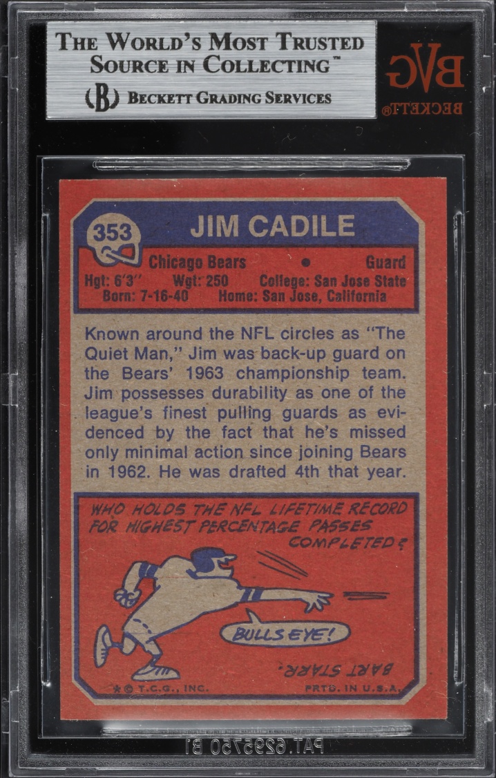 1973 Topps Football Jim Cadile #353 BVG 8.5 NM-MT+