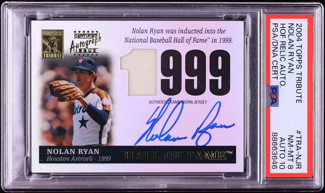 2004 Topps Tribute HOF Relic Nolan Ryan PATCH AUTO DNA 10 /95 #TRA-NJR PSA 8 NM-MT