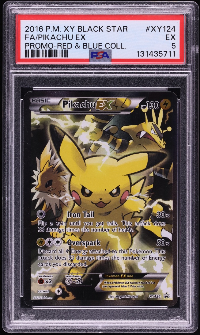2016 Pokemon XY Black Star Promo Red & Blue Collection Full Art Pikachu EX #XY124 PSA 5 EX