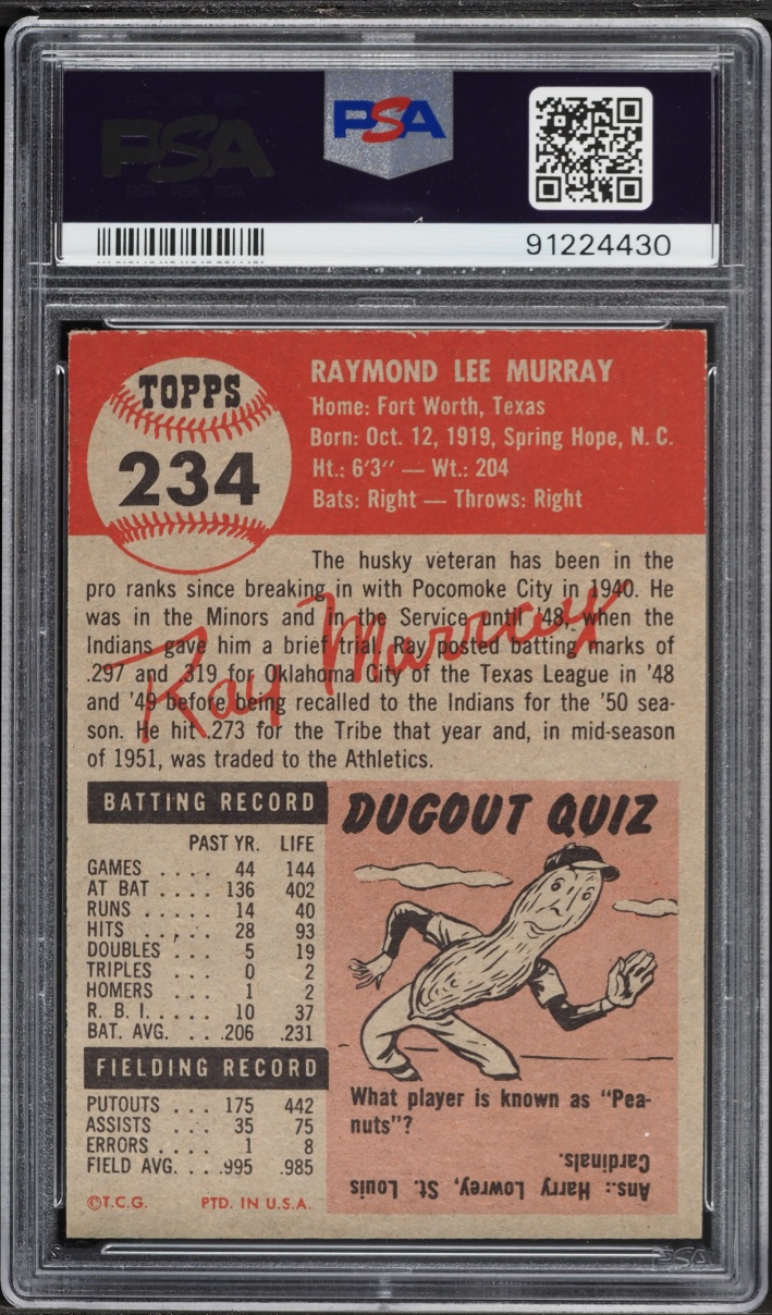 1953 Topps Ray Murray #234 PSA 7 NRMT