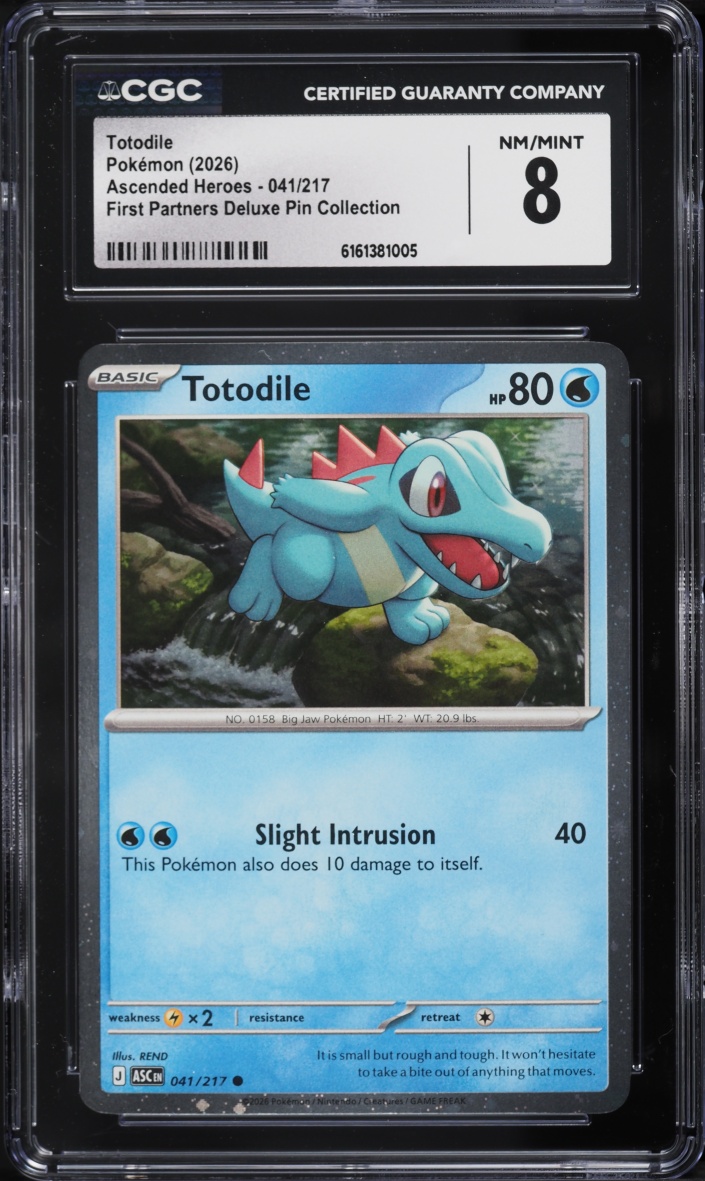 2026 Pokemon Mega Evolution Ascended Heroes First Partners Deluxe Pin Totodile #41 CGC 8 NM-MT