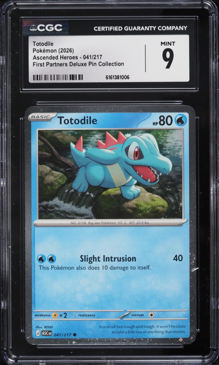 2026 Pokemon Mega Evolution Ascended Heroes First Partners Deluxe Pin Totodile #41 CGC 9 MINT
