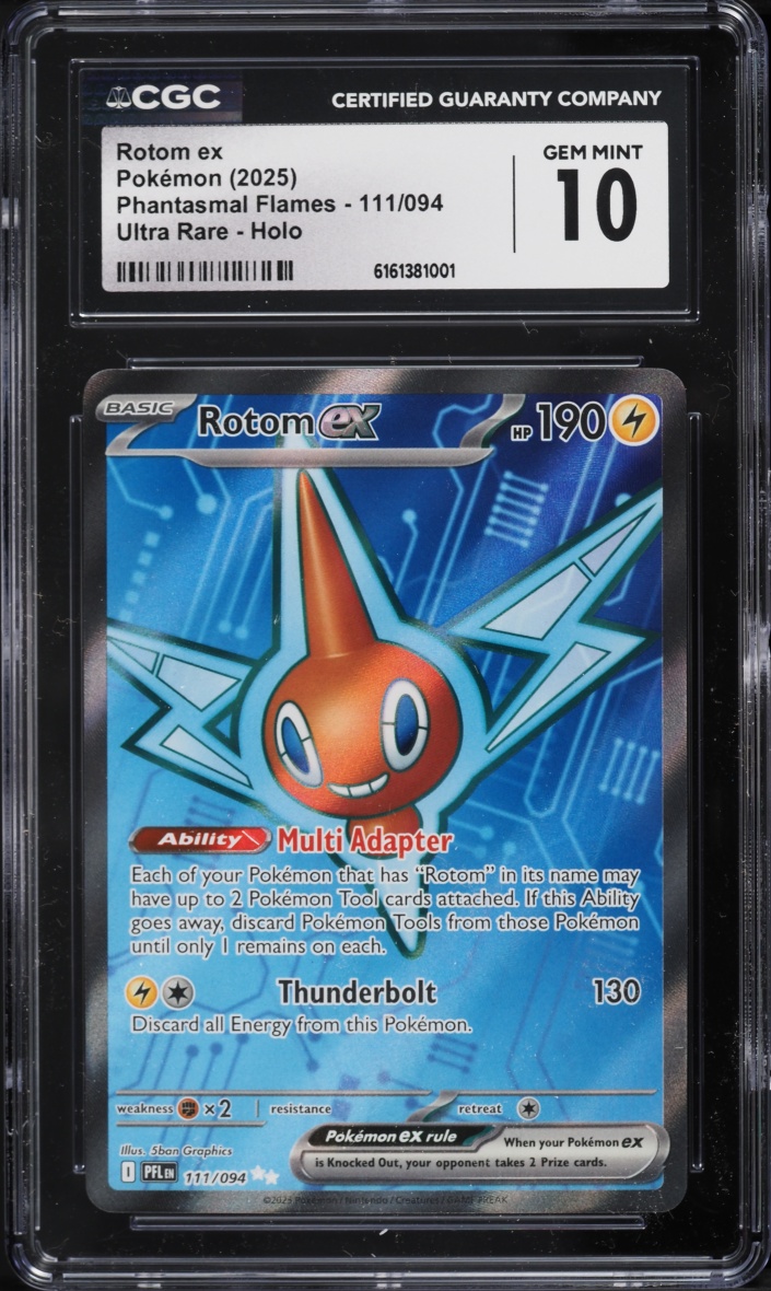 2025 Pokemon Mega Evolution Phantasmal Flames Full Art Rotom ex #111 CGC 10 GEM MINT