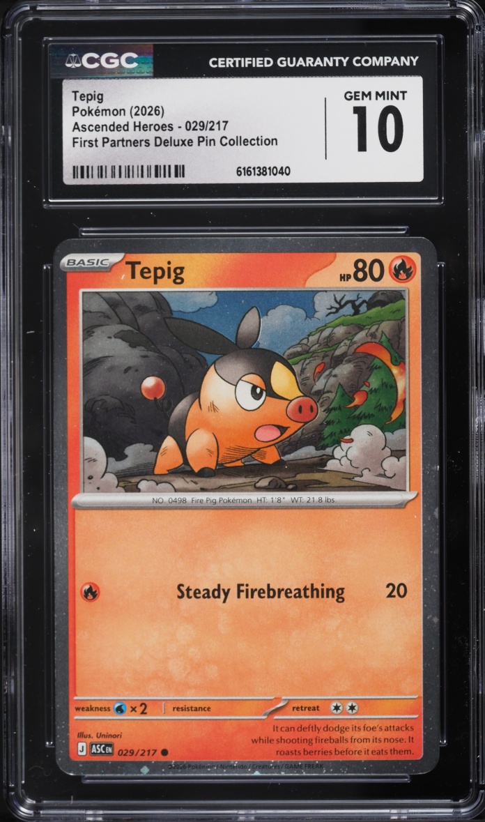 2026 Pokemon Mega Evolution Ascended Heroes First Partners Deluxe Pin Tepig #29 CGC 10 GEM MINT
