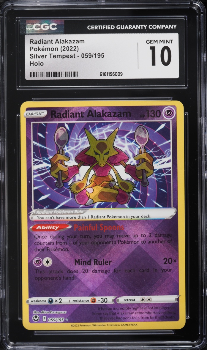 2022 Pokemon Sword & Shield Silver Tempest Holo Radiant Alakazam #59 CGC 10 GEM MINT
