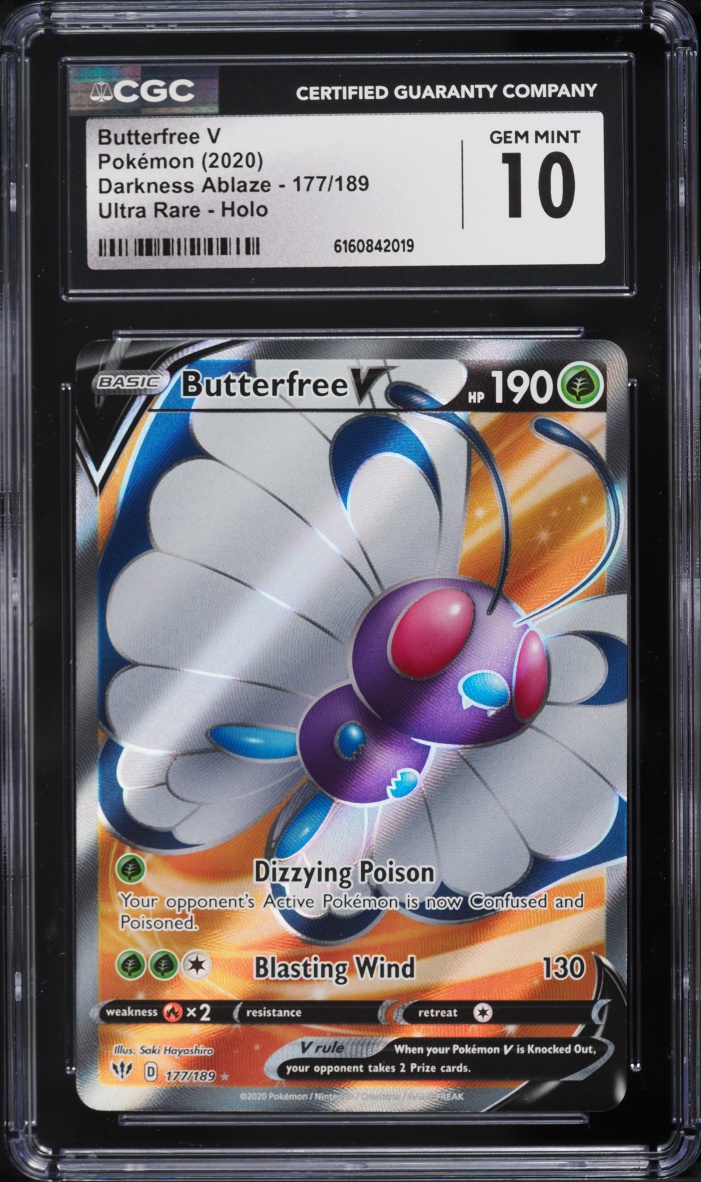 2020 Pokemon Sword & Shield Darkness Ablaze Full Art Butterfree V #177 CGC 10 GEM MINT