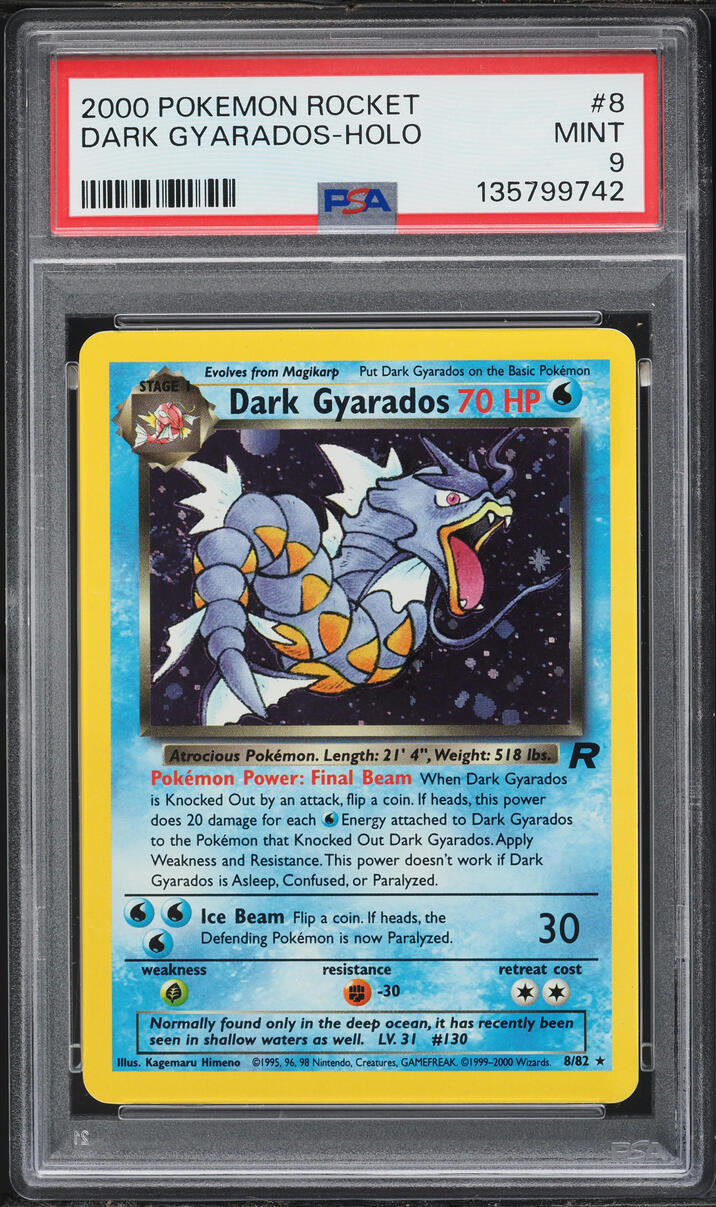 2000 Pokemon Team Rocket Holo Dark Gyarados #8 PSA 9 MINT