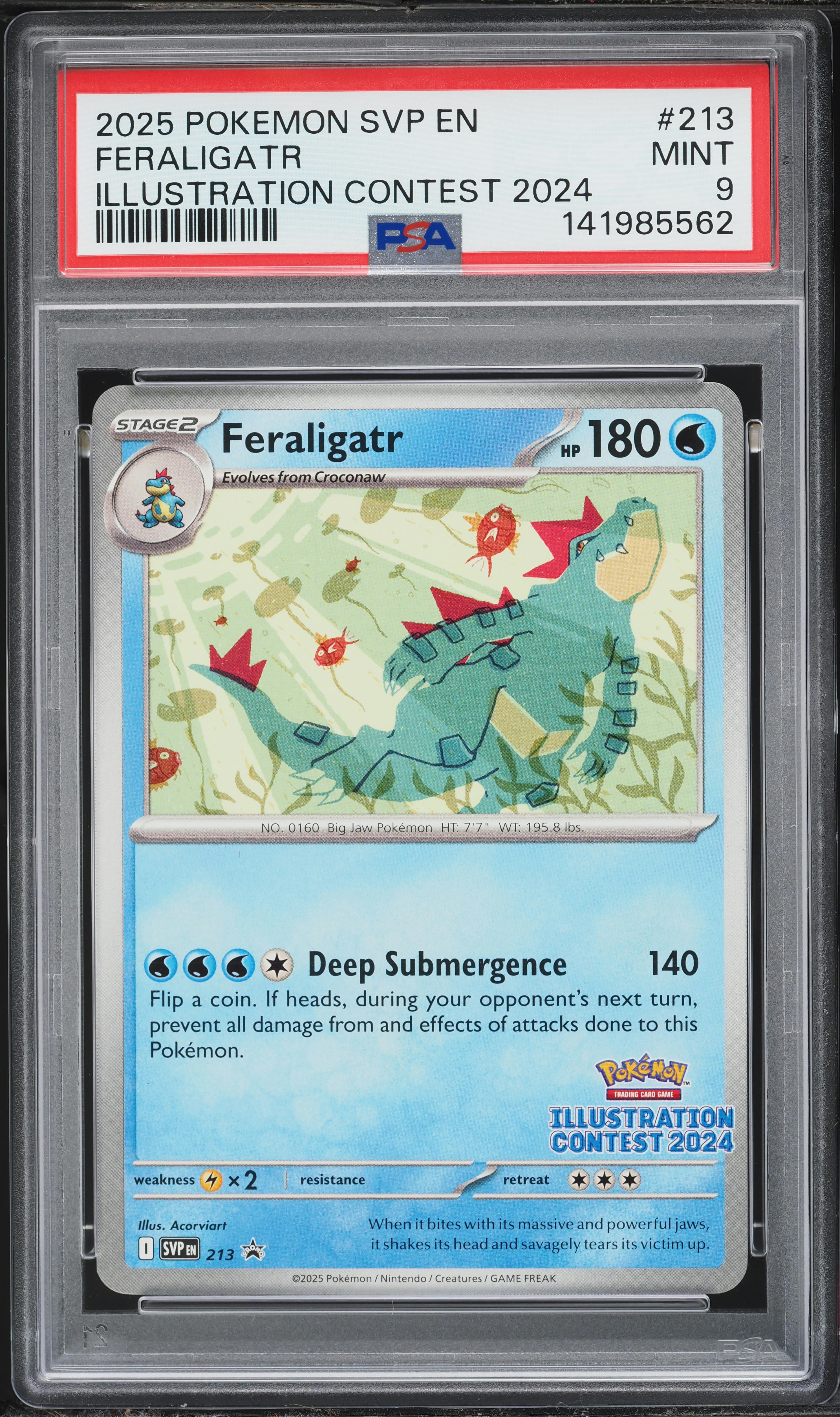 2025 Pokemon Scarlet & Violet Promo Illustration Contest Feraligatr #213 PSA 9 MINT
