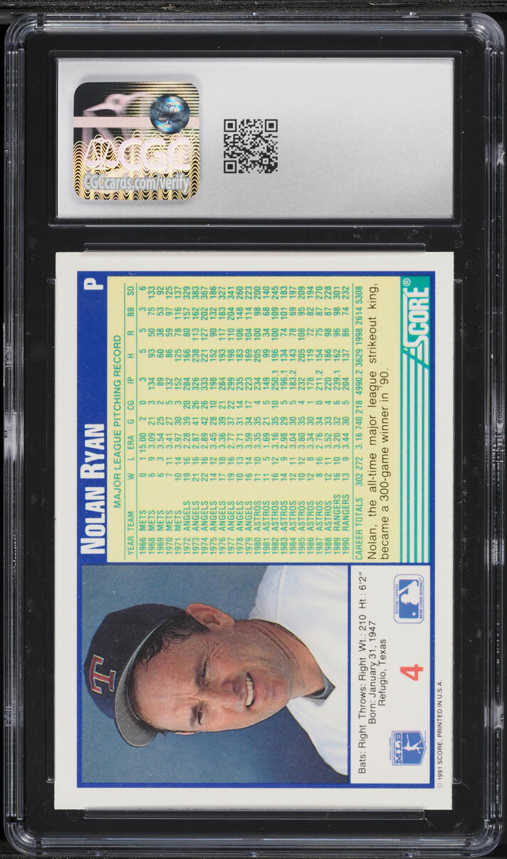1991 Score Nolan Ryan #4 CGC 9 MINT