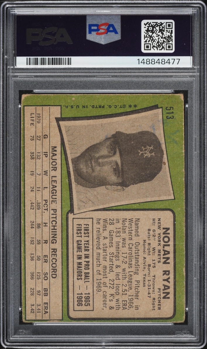 1971 Topps Nolan Ryan #513 PSA 1 PR