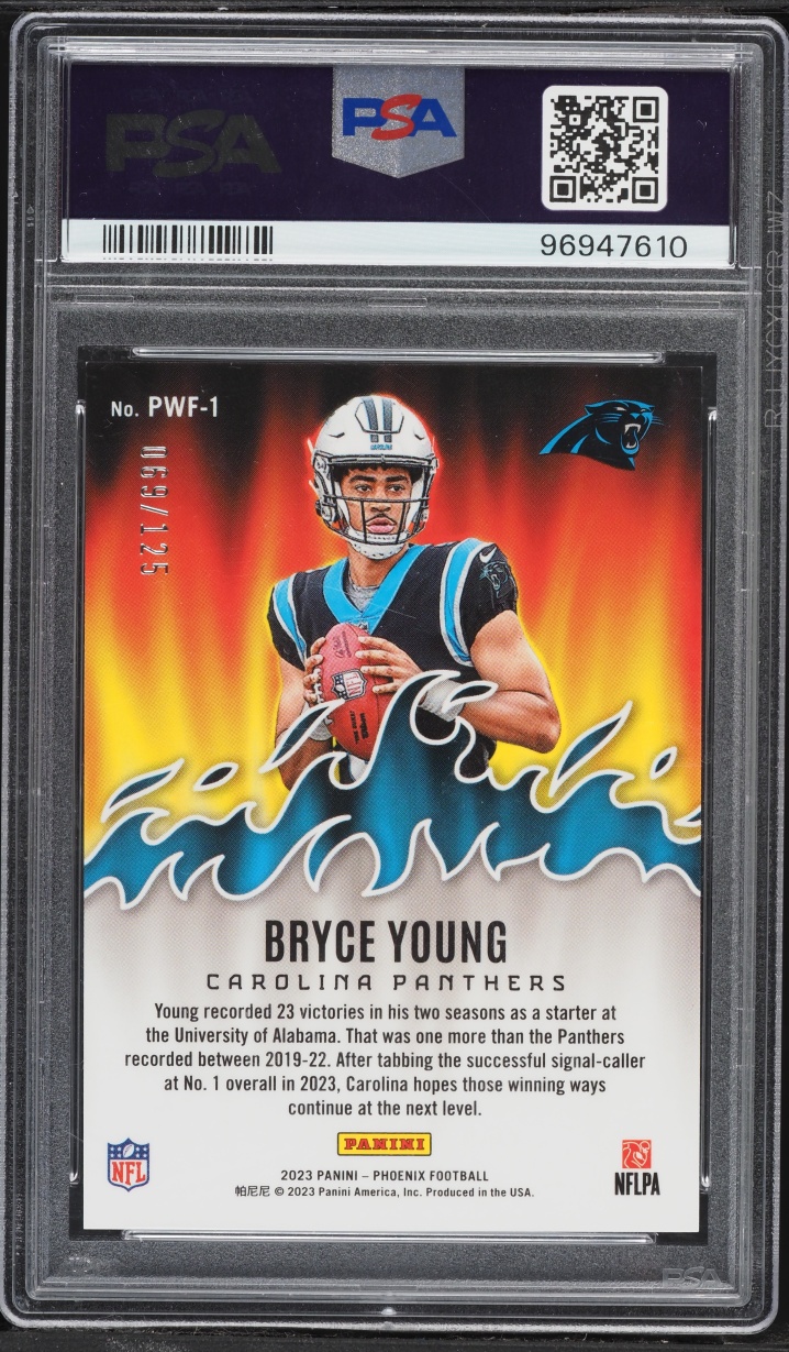 2023 Panini Phoenix Playing With Fire Teal Bryce Young ROOKIE /125 #PWF-1 PSA 9 MINT