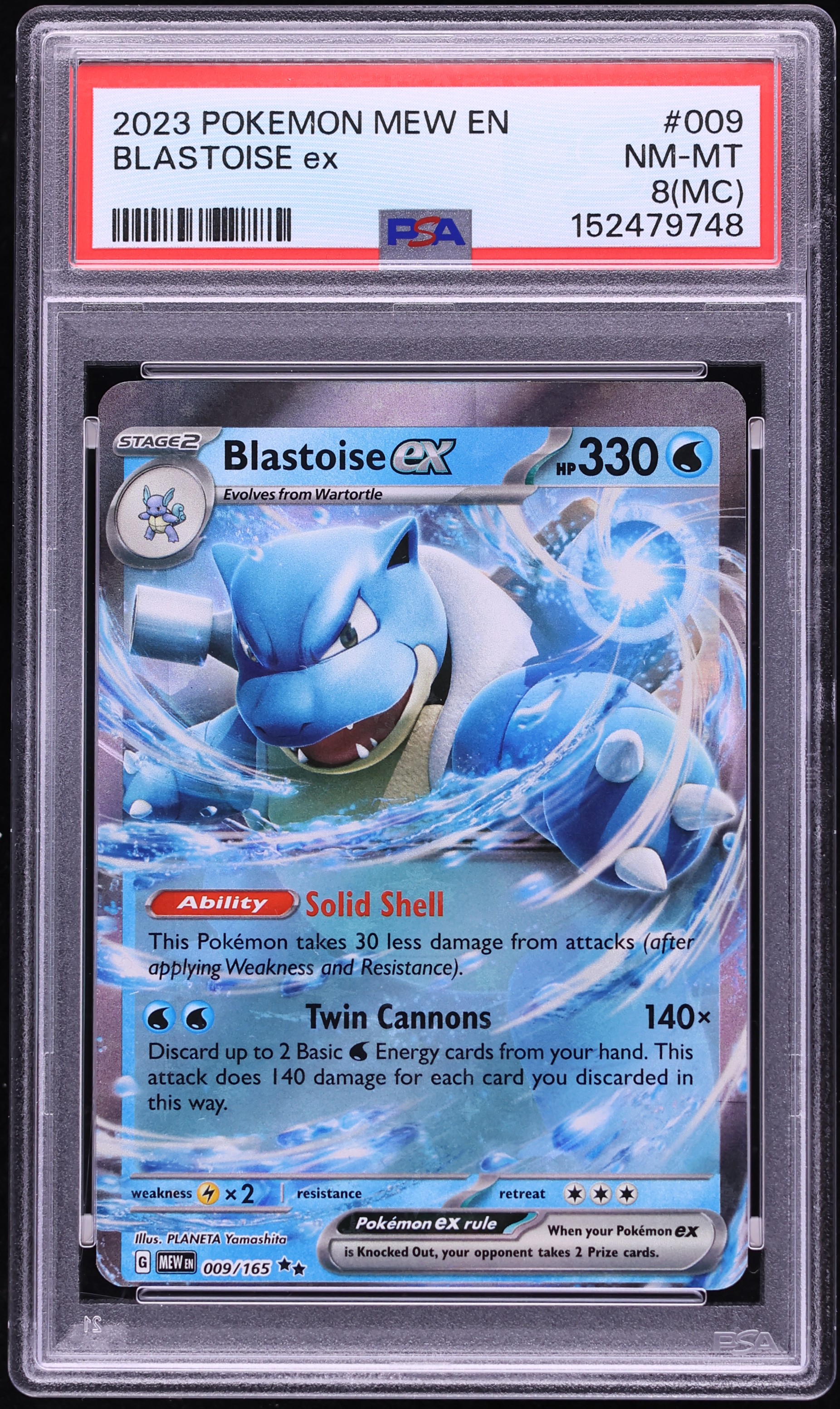2023 Pokemon Scarlet & Violet 151 Holo Blastoise Ex #9 PSA 8(mc) NM-MT