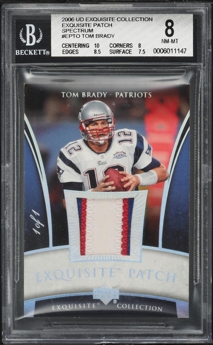 2006 Exquisite Collection Spectrum Tom Brady PATCH 1/1 #EPTO BGS 8 NM-MT