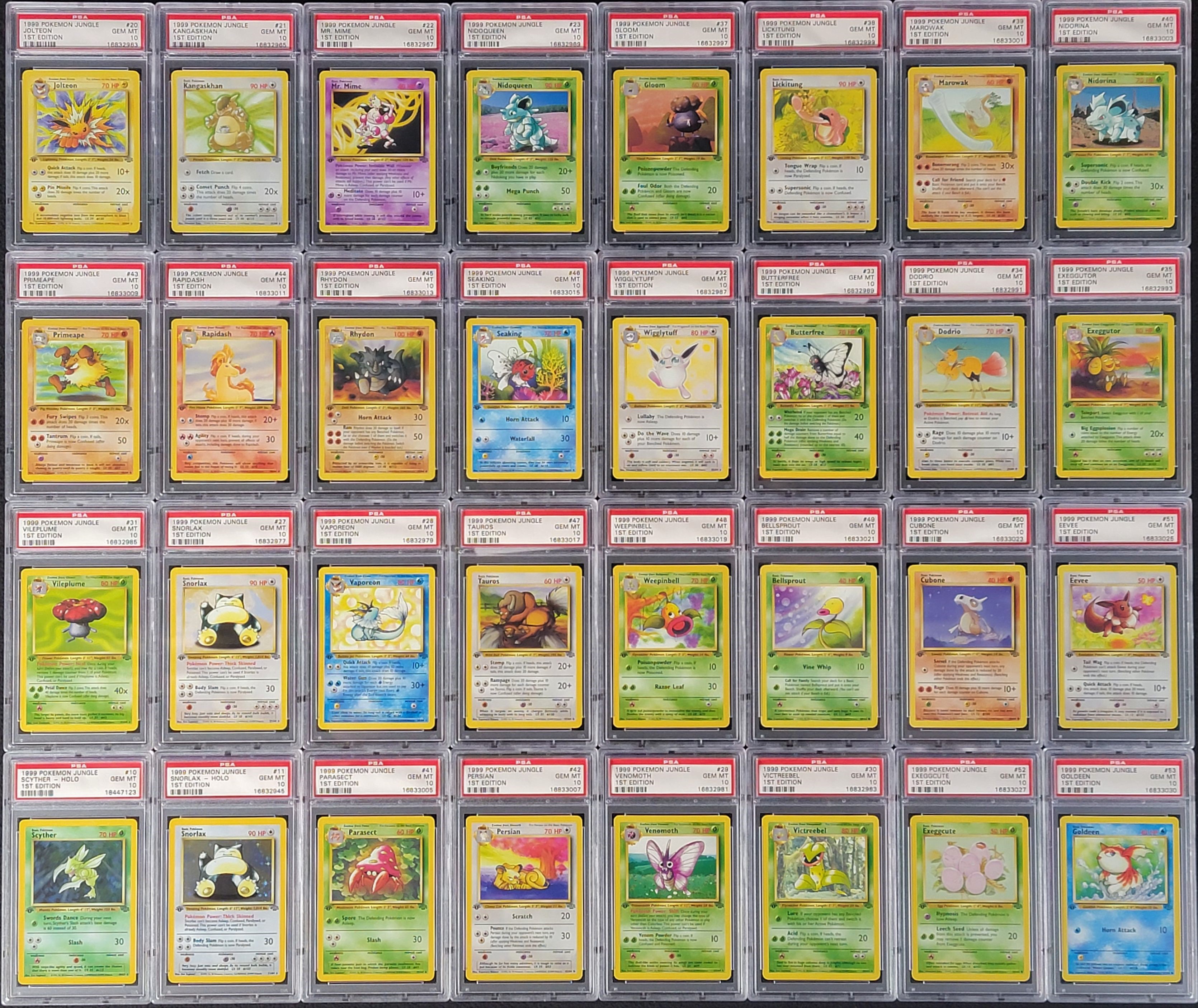 1999 Pokemon Jungle 1st Edition Complete Set, ALL PSA 10 GEM MINT