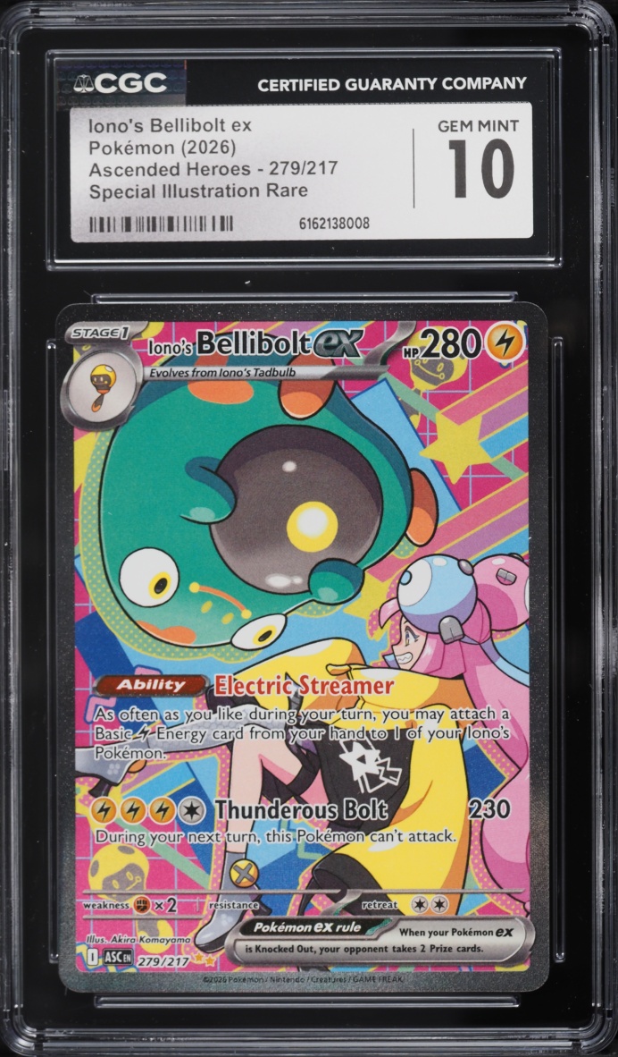 2026 Pokemon Mega Evolution Ascended Heroes SIR Iono's Bellibolt ex #279 CGC 10 GEM MINT