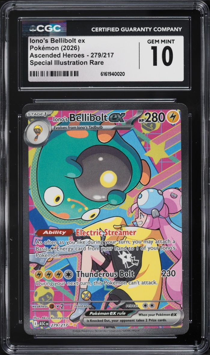 2026 Pokemon Mega Evolution Ascended Heroes SIR Iono's Bellibolt Ex #279 CGC 10 GEM MINT