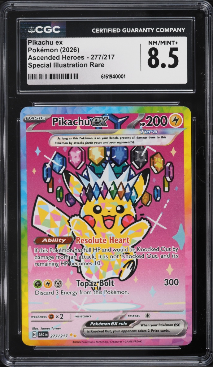 2026 Pokemon Mega Evolution Ascended Heroes SIR Pikachu Ex #277 CGC 8.5 NM-MT+