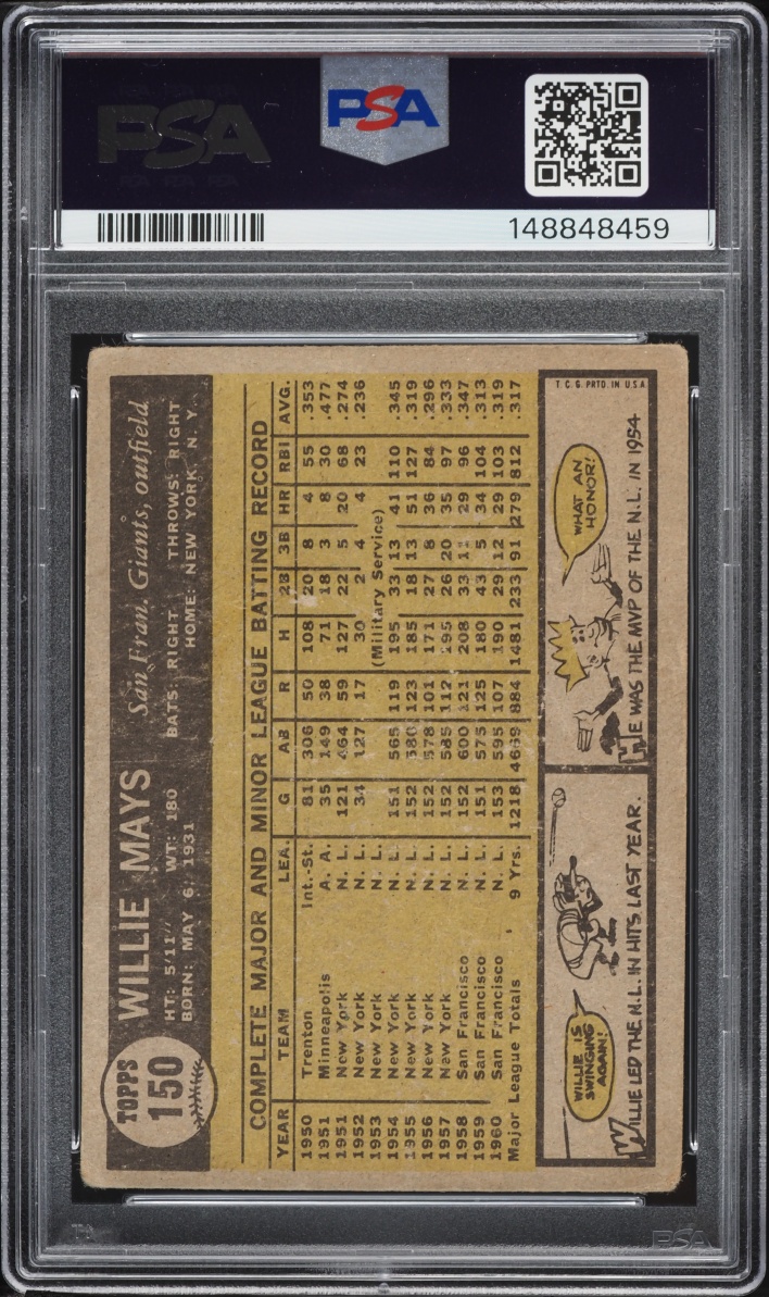 1961 Topps Willie Mays #150 PSA 1.5 FR