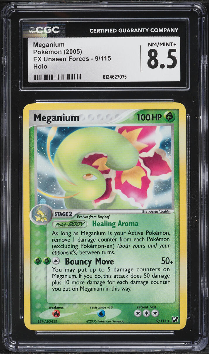 2005 Pokemon EX Unseen Forces Holo Meganium #9 CGC 8.5 NM-MT+