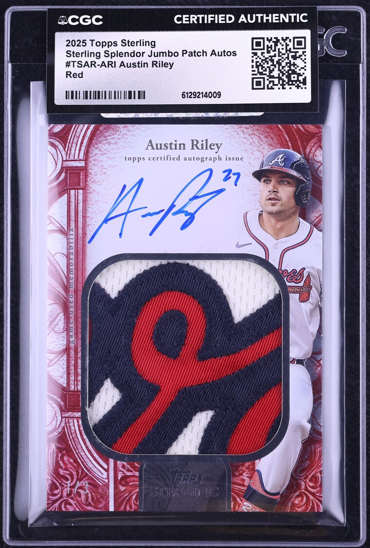 2025 Topps Sterling Splendor Jumbo Red Austin Riley PATCH AUTO 1/3 # ...
