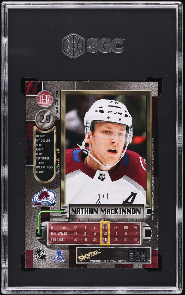 2020 Metal Universe '97 Retro Precious Metal Gems Gold Nathan MacKinnon 1/1 #R-17 SGC 8 NM-MT