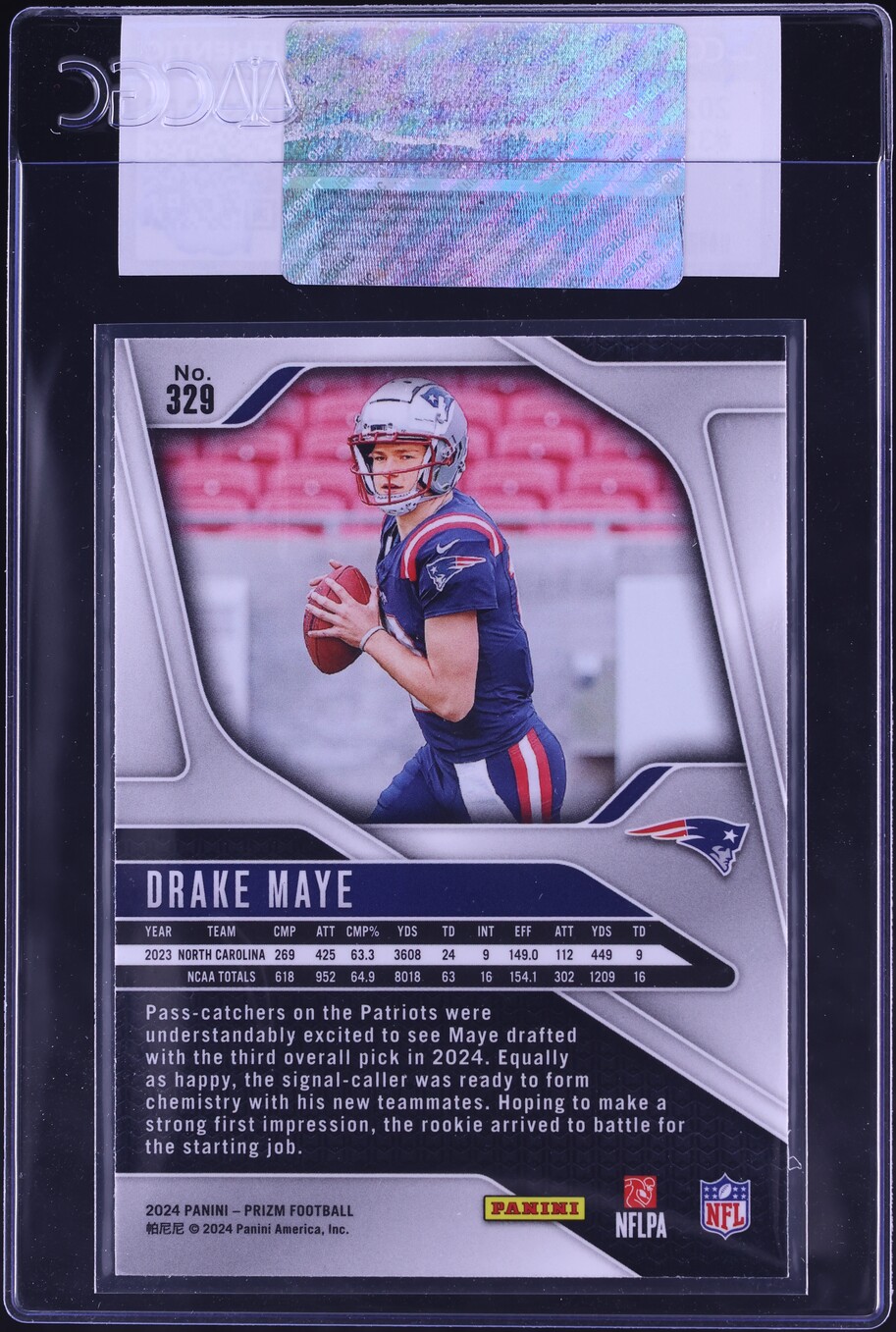 2024 Panini Prizm Drake Maye ROOKIE #329 CGC AUTH