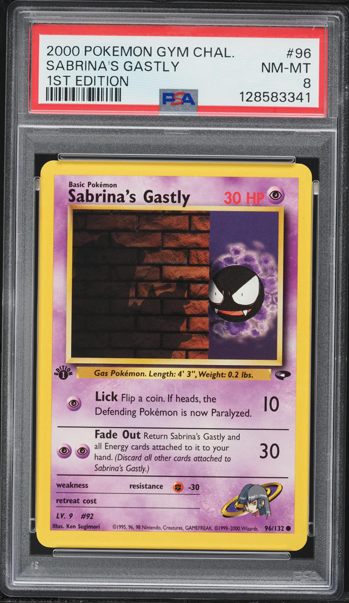 2000 Pokemon Gym Challenge 1st Edition Sabrina's Gastly #96 PSA 8 NM-MT