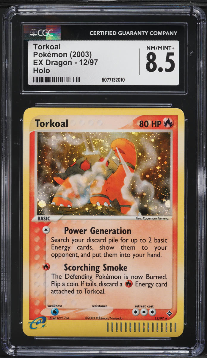 2003 Pokemon EX Dragon Holo Torkoal #12 CGC 8.5 NM-MT+