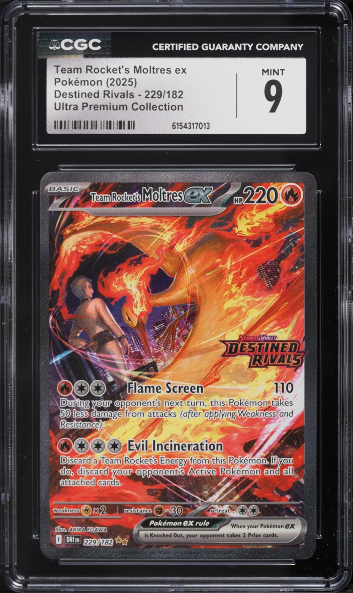 2025 Pokemon SV Destined Rivals Ultra Premium SIR Team Rocket's Moltres ex #229 CGC 9 MINT