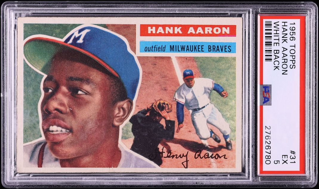 1956 Topps Hank Aaron WHITE BACK #31 PSA 5 EX