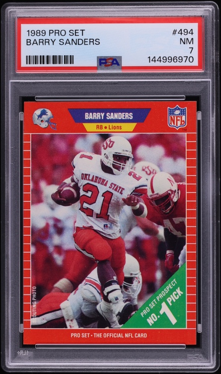 1989 Pro Set Football Barry Sanders ROOKIE #494 PSA 7 NRMT