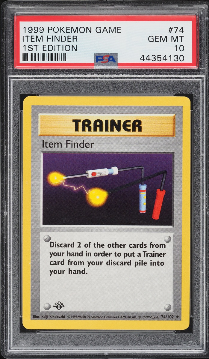 1999 Pokemon Base Set Shadowless 1st Edition Item Finder #74 PSA 10 GEM MINT