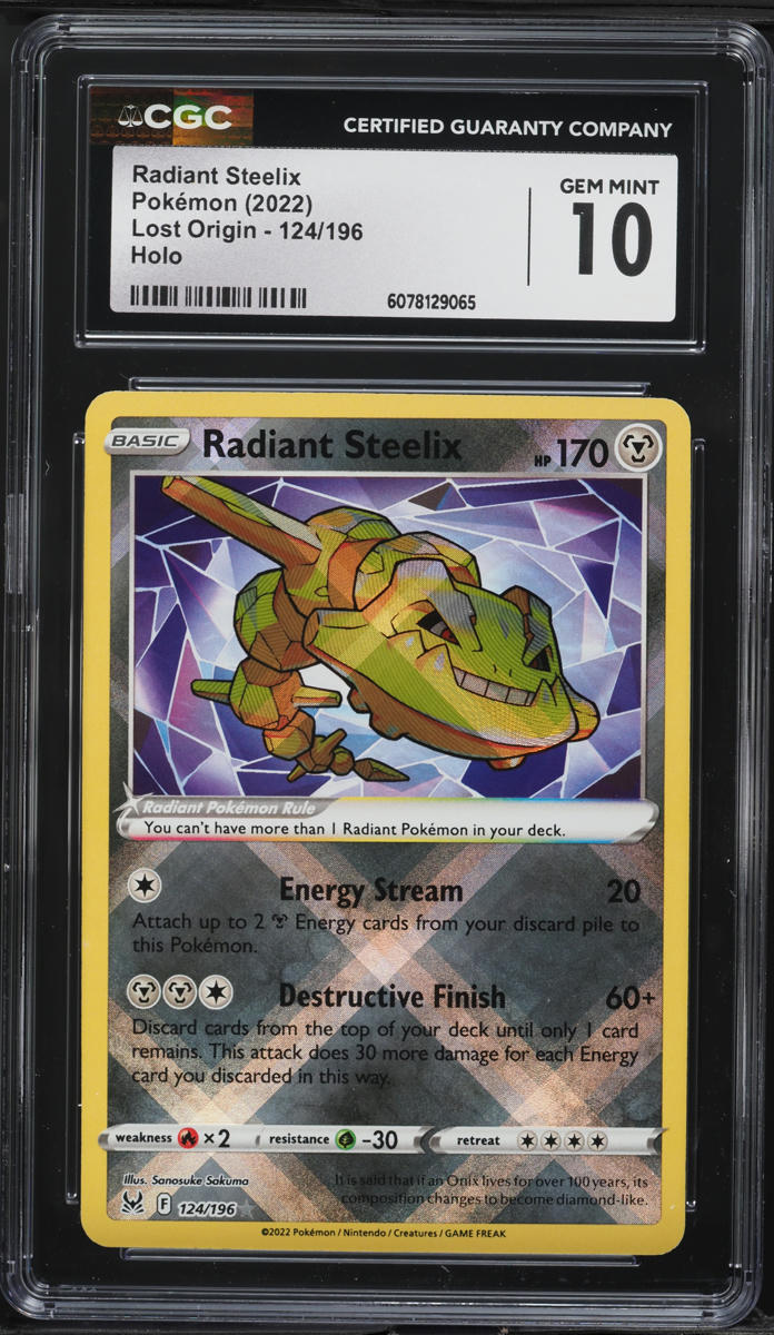 2022 Pokemon Sword & Shield Lost Origin Holo Radiant Steelix #124 CGC 10 GEM MINT
